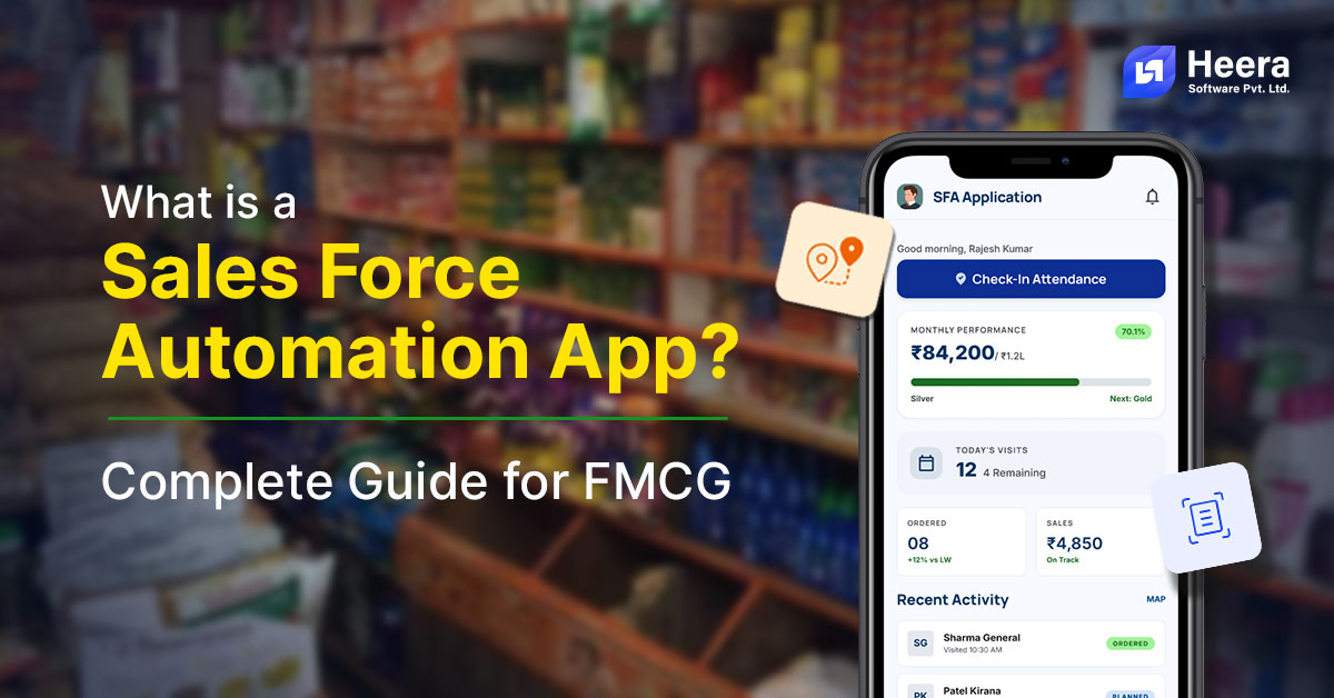 What is sales force automation - field sales teams showing real-time order tracking, outlet visits, and sales performance dashboard